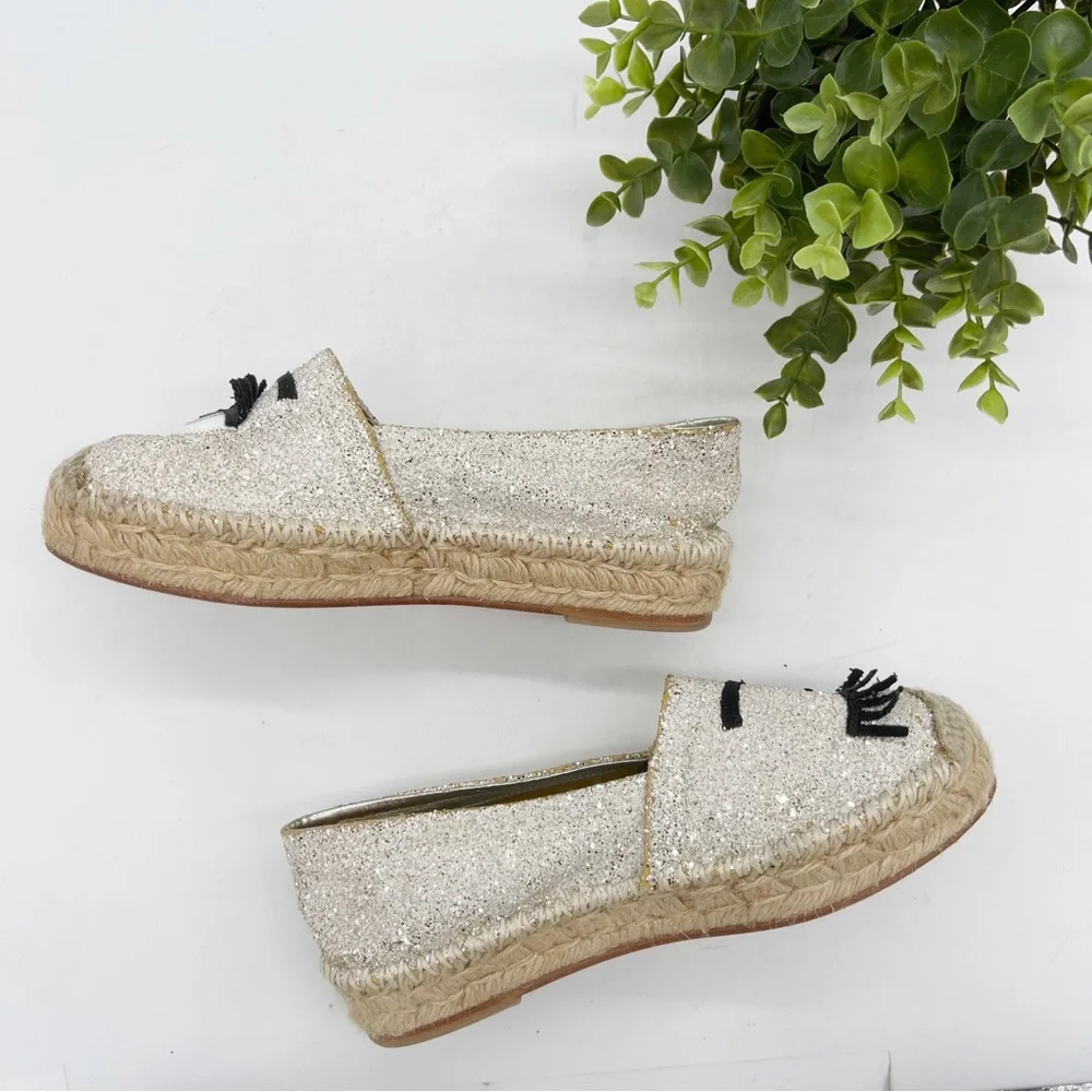 Chiara Ferragni Womens Flirting Glittered Espadrille Size 38 Slip-On Shoe